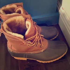 LL Bean Fur Lined Duck Boots